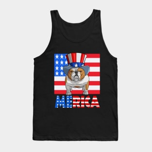 English Bulldog Merica American Flag Tank Top